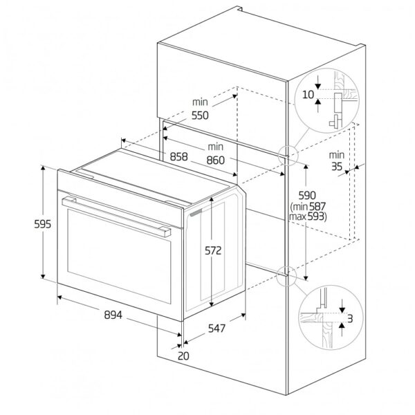 Horno de empotrar Beko BBWM 12300X de 90 cms