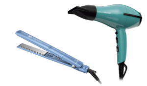 Secador de cabello Ga.Ma tempo Aqua y modelador Ga.Ma elegance Blue Titanium