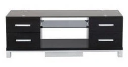 Rack Regency CB 096 con cajones, en MDF y cistal negro
